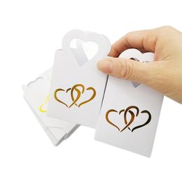 Gift Wrap 50/100PCS Portable Love Paper Bags Gift Box for Guests Kids Wedding Birthday Christmas Favour Present Packaging Bag Party Decor 231102