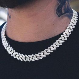 Iced Out 15mm Miami Cuban Link Chain 8 16 18 20 24 Custom Necklace Bracelet Rhinestone Bling Hip Hop For2525