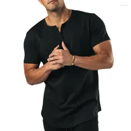 Men's T Shirts 897504629 Men's Training Fitness Summer Sports Leisure Solid Colour Button Collar Short Sleeve T-shirt Casual Male