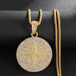 Pendant Necklaces 1PC Hip Hop Men's Cross Star Hanging Tag Necklace Fashion Personality StreetRound Long