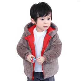 Jackets Toddler Boys Girls Winter Coat Bear Ears Hooded Two Wear Fleece Thicken Windproof Zipper Warm Outwear