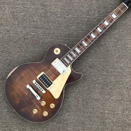 Custom shop, made in China, High Quality Relic Electric Guitar, Tobacco Burst color, Rosewood Fingerboard, Tune-o-Matic Bridge, Chrome Hardware, Free Shipping