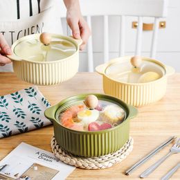 Bowls Creative Gift Ceramic Instant Noodle Bowl With Lid Ramen Soup Japanese Large Capacity Container Household Tableware