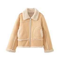Womens Jackets UNIZERA AutumnWinter Product Fashion and Casual Versatile Lamb Wool Polo Collar Fur Coat 231101