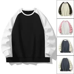 Men's Hoodies Autumn And Winter Sweater Color Matching Basic Large Loose Round Neck Long Sleeve Couple Coat