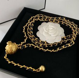 Runway Vintage Belt Necklace Sheepskin Famous Brand Ball Necklace Waistband Decorative Marked Logo Gold Link Chain Waist Chain Bel5921091