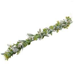 Decorative Flowers Lambs Ear Garland Greenery And Eucalyptus Vine / 38 Inches Long/Light Coloured Flocked Leaves/Soft Drapey