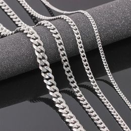 VRIUA Width 4 5 6 9MM 18-26 inch Customize Length Mens High Quality Stainls Steel Necklace Curb Cuban Link Chain Jewerly309o