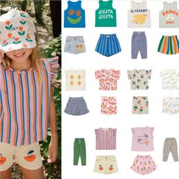 New 2023 Tc Summer Children Girls Sets T-shirts And Shorts Suits Pattern Kids Boys Vest Shorts Tees Toddle Baby Clothes Sets P230331