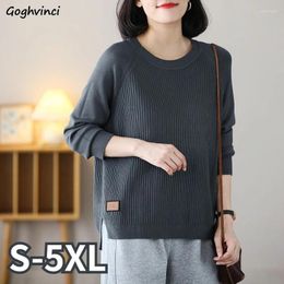 Women's Sweaters Women Baggy Sweater Pullovers Vintage Simple O-neck Korean Style Ladies Mature All-match Knitwear Daily Stylish Autumn