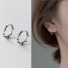 Hoop Earrings Real 925 Sterling Silver Vintage Thorns Small Thai Rope Earring Fine Jewellery For Women
