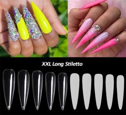 500 PCS Long Full Cover Stiletto Nail Tips Almond Acrylic False Nail Art Tips 2207166094024