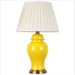 Table Lamps Yellow/Blue/Red Ceramic Lamp Bed Room Living Study Porcelain Desk Reading Light 190154