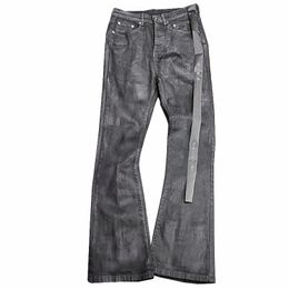 Designer R O Dark Ripped Distressed Strech Street Skinny Trendy Black Jeans Denim Pants