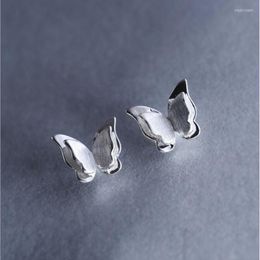 Stud Earrings Fashion Women's Silver Colour Stereoscopic Butterfly Simple Sweet Funny Creative Wedding Party Jewellery Birthday Gift