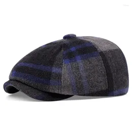 Berets 2023 Autumn Winter Peaky Blinders Caps For Men Cotton Plaid Sboy Hats Fashion Vintage British Beret Cap Painter Octagonal Hat