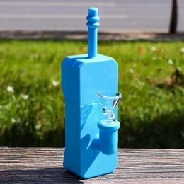 Colorful Silicone Bong Pipes Kit Cellularphone Style Removable Waterpipe Glass Filter Handle Funnel Bowl Herb Tobacco Cigarette Holder Smoking Bubbler