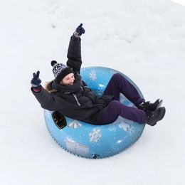 Sledding Inflatable Floated Skiing Board Thickened Ring PVC Ski Sled with Handles Snow Equipments 231102