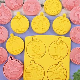 Baking Moulds 8/10pcs Christmas Cookie Cutters Embossing Stamps 3D Plastic For Fondant Tools