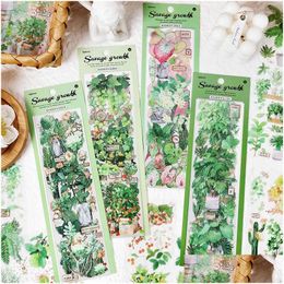 Gift Wrap Gift Wrap 6 Sheets Green Field Vintage Material Decorative Collage Decoration Stickers Diy Scrapbooking Background Handmade Dh0Cq