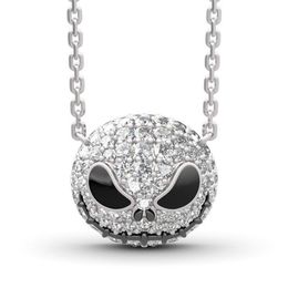 Nightmare before Christmas Skeleton Necklace Jack Skull Crystals Pendant Women Witch Necklace Goth Gothic Jewellery Whole J1218274K