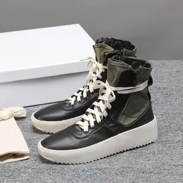 High Top GOD FOG Uomo Sneaker Sneaker da uomo in vera pelle verde militare