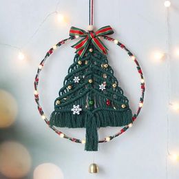 Tapestries Macrame Christmas Tree Wall Hanging Tapestry Tassels Bells Snowflake Handwoven Boho Decoration Decor For Living Room Kids Gift 231102