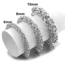 Link Bracelets Top Quality 6/8/10mm Silver Colour Round Byzantine Chain Huge Heavy Stainless Steel Men Bracelet Jewellery Wholesale