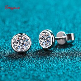 Stud Smyoue 031ct 100 Real Earrings for Women Bubble Round Sparkling 925 Sterling Silver Earring White Gold Colour 231101