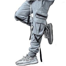 Men's Pants Mens Cotton Sweatpants Hip Hop Joggers Streetwear Casual Sport Trousers Grey Training Workout Fitness Big Pockets Cargo