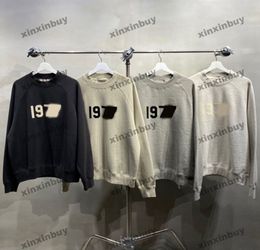 xinxinbuy Men designer Hoodie Sweatshirt Flocking letter sets high street Pullover long sleeve women blue Black white Grey M-2XL