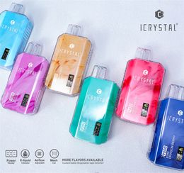 Original icrystal i9000 9000puffs Mesh Coil 10 Flavors Type-C Charging 17ml Prefilled Pod With 650mah Battery Display 10 Flavors 0% 2% 5% Disposable E Cigarettes