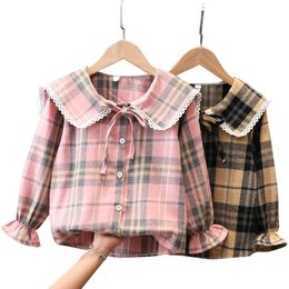 Kids Shirts Big Girls Blouse Plaid Pattern Children's Shirts For Girls Spring Autumn Children's Blouse For Girls Teenage Clothes For Girls 6 230331