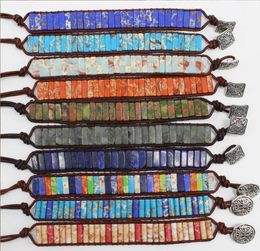2020 Chakra Bracelet Natural Stone Handmade Leather Bracelet Boho Simple Jewellery Couple Bracelets Reiki Healing Gemstone Yoga Brac1809038