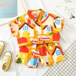 Children Fashion Clothes Set for Baby Boys Girls Summer Cute Full Printing Shirt Shorts 2pcs/Suit Kids Casual Clothing