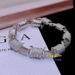 Fine Jewellery Hip Hop 925 Silver Moissanite Diamond Cluster Iced Out Cuban Link Bracelet Necklace for Men