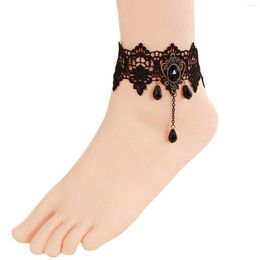 Anklets 1PCs Fashion Lace Gothic Anklet Black Start Tassel Drop For Women Accessories Jewellery Lady Party Foot Gift