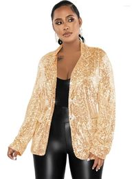 Women's Jackets Gold Silver Sequin Blazer Coats And Sexy Button Up Cardigan Tops Night Club Outfits For Women Party Evening Suit