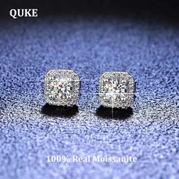 Stud QUKE Real Square Earrings 05ct 1ct D Color VVS1 Pure 925 Sterling Silver for Women Wedding Fine Jewelry EA014 231101