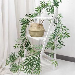 Decorative Flowers 2PCS Artificial Willow Leaves Vines Twigs Fake Silk Hanging Plant Greenery Garland String For Wedding Party Crowns Wreath
