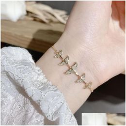 Chain Link Chain Korea Explosive Fishtail Girls Bracelet Design Sense Ins Temperament All-Match Zircon Fairy Jewellery For Dro Dhgarden Dhozt