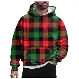 Men's Hoodies Vintage Hoodie Sweatshirt 3d Plaid Print Long Sleeve Pullover Street Clothing Loose Hooded Sweater 2023