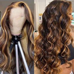 Glueless Highlight Wig Human Hair Body Wave Brazilian Hair Hd Lace Frontal Wig For Women Blonde Lace Front Wig brazilian Hair