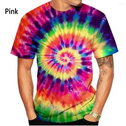 Men's T Shirts 2023 Summer 3D Printed Men Women Unisex Spiral Tie Dye Design Short Sleeves Casual Sports