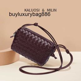 Women Leather Bag Bvs Korean Version Simple Solid Colour Mini Crossbody Bag for Early Autumn New Casual Small Square with Texture Large