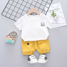 New Summer Baby Boys Girls Clothes Suits Kid Infant Cute Cartoon T-shirtwithBig Pocket Shorts Toddler Clothes Sets