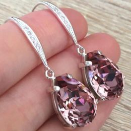 Dangle Earrings Luxury Charm Vintage Pink Crystal Female For Women Wedding Love Earring Valentines Day Gift Boho Jewellery