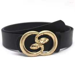 Belts Double Snakes Alloy Buckle Belt Fashion Ladies PU Leather Trap All-Match Trousers High Quality Women Retro Adjustable Waistband