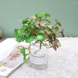 Decorative Flowers Artificial Plants Copper Coin Grass Flower Fake Ivy Leaves Green Plant Desktop Bonsai For Home Decoration