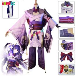 Genshin Impact Raiden Shogun Cosplay Costume Baal Wig Anime Game Sexy Kimono Dress Uniform Halloween Party Women cosplay